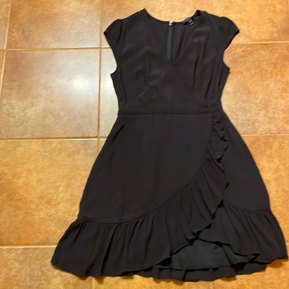 J. Crew Elegant Black Ruffle Midi Dress